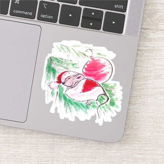 Kerstmis en Nieuwjaar met een kleine muis Sticker (Detail)