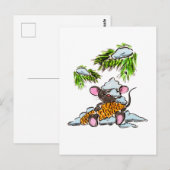 Kerstmis en Nieuwjaar muis met een kegel Briefkaart (Voorkant / Achterkant)