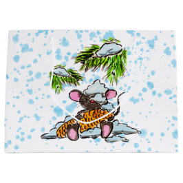 Kerstmis en Nieuwjaar muis met een kegel Groot Cadeauzakje