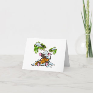 Kerstmis en Nieuwjaar muis met een kegel Kaart