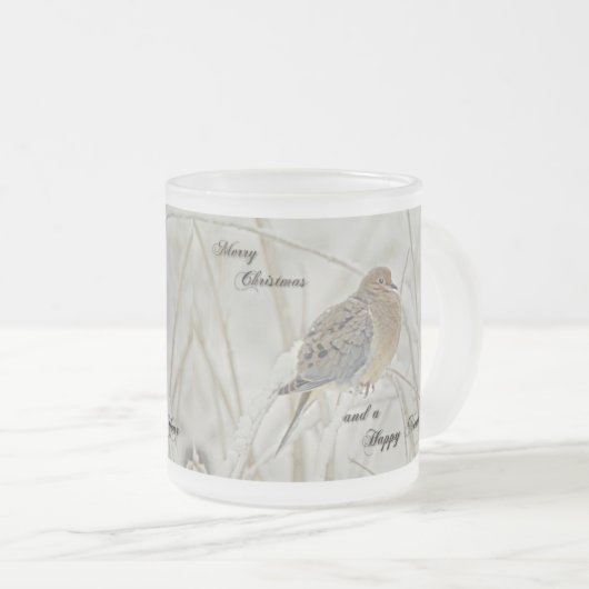 Kerstmis en nieuwjaars groet - rouwbaard matglas koffiemok (Voorkant rechts)