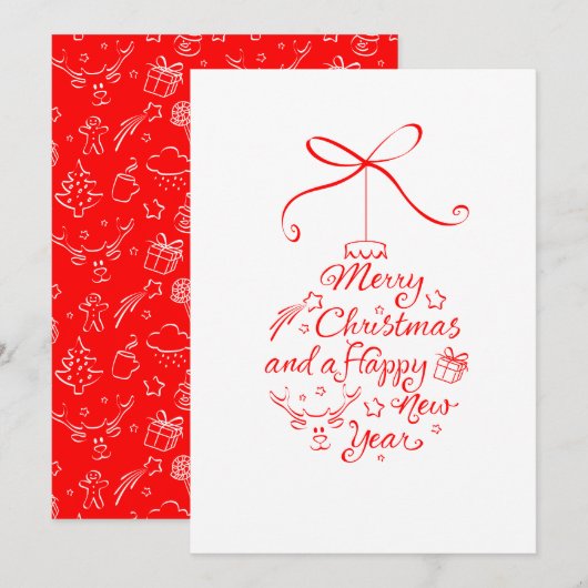Kerstmis en nieuwjaarsfeest feestdagenkaart (Voorkant / Achterkant)
