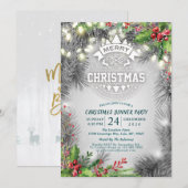 Kerstmis en nieuwjaarsfeest Pine Poinsettia Kaart (Voorkant / Achterkant)