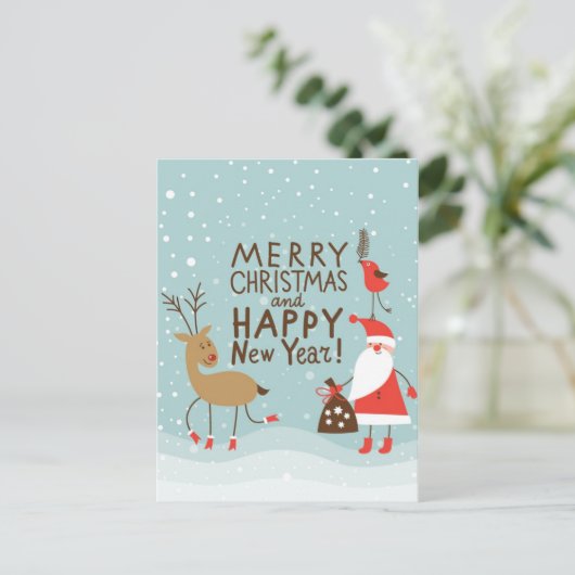 Kerstmis en nieuwjaarskaart feestdagenkaart (Staand voorkant)