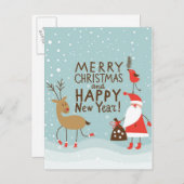 Kerstmis en nieuwjaarskaart feestdagenkaart (Voorkant / Achterkant)