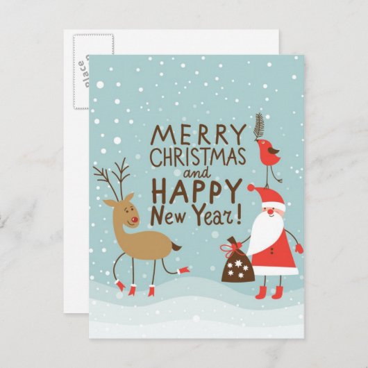 Kerstmis en nieuwjaarskaart feestdagenkaart (Voorkant / Achterkant)