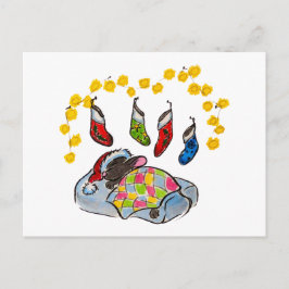 Kerstmis en Nieuwjaarsmuis met kousen Briefkaart