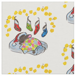 Kerstmis en Nieuwjaarsmuis met kousen Stof