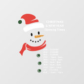 Kerstmis en nieuwjaarsopeningstijden Santa Snowman Raamsticker (Vel)