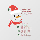 Kerstmis en nieuwjaarsopeningstijden Santa Snowman Raamsticker (Vel)