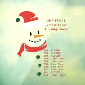 Kerstmis en nieuwjaarsopeningstijden Santa Snowman Raamsticker (Vel 3)