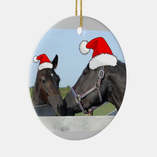 Kerstmis en Pony Keramisch Ornament (Rechts)
