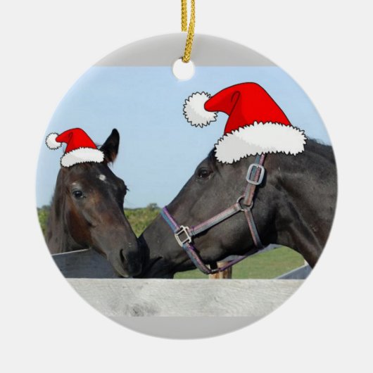 Kerstmis en Pony Keramisch Ornament (Voorkant)