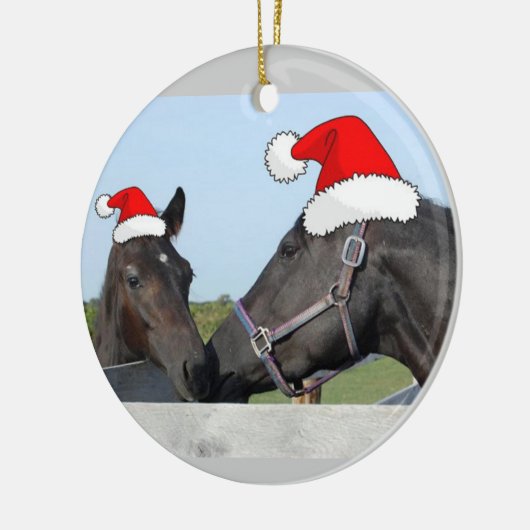 Kerstmis en Pony Keramisch Ornament (Links)
