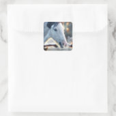 Kerstmis en prachtige oowl vierkante sticker (Tas)