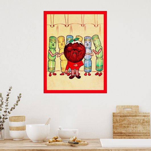 Kerstmis en rackers ~ Vintage Kerstmis Poster (Keuken)