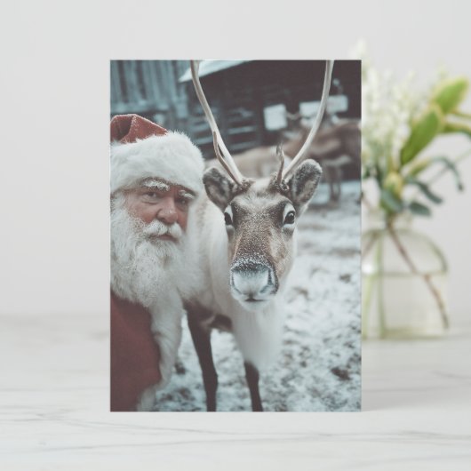 Kerstmis en rendier wintermagie feestdagenkaart (Staand voorkant)