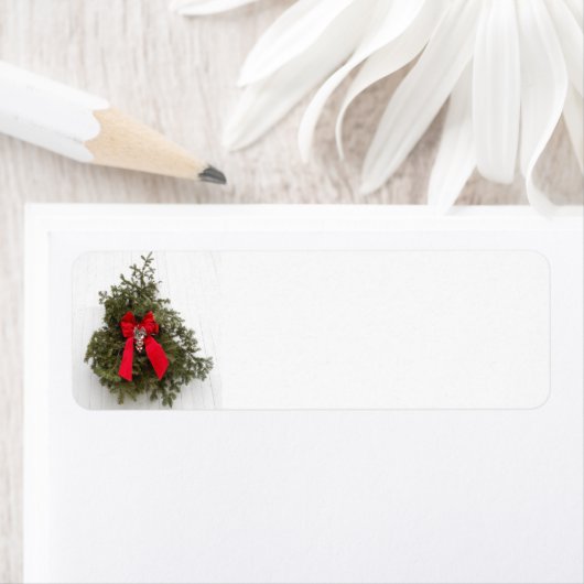Kerstmis en Rode Bow Etiket (Insitu)
