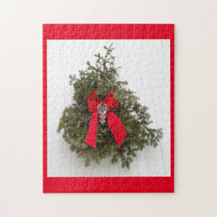 Kerstmis en Rode Bow Legpuzzel