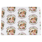 Kerstmis en rode kerstfoto groot cadeauzakje (Voorkant)