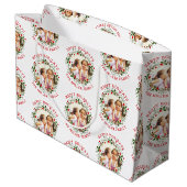 Kerstmis en rode Prettige feestdagen foto Groot Cadeauzakje (Achterkant Gekanteld)