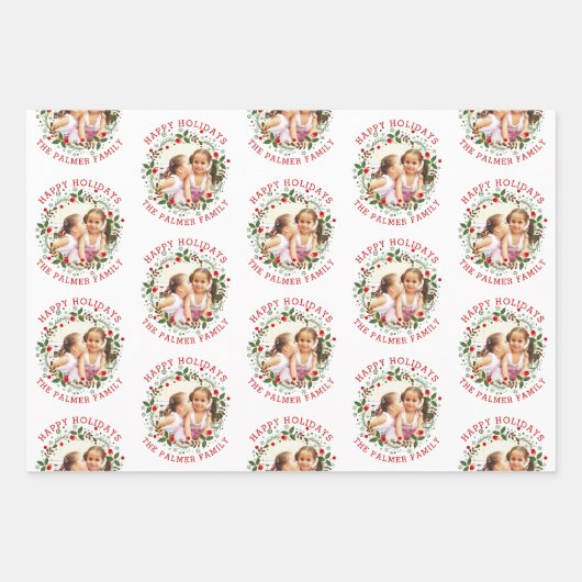 Kerstmis en rode Prettige feestdagen foto Inpakpapier Vel (Voorkant 2)