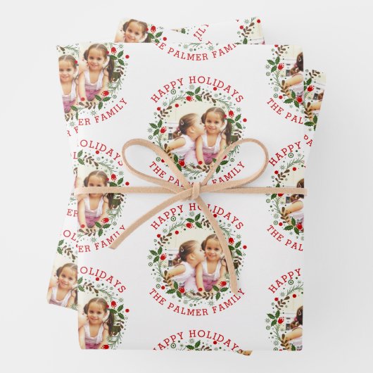 Kerstmis en rode Prettige feestdagen foto Inpakpapier Vel (In situ)