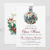 Kerstmis en Rood Bird Holiday Open House Kaart (Voorkant / Achterkant)