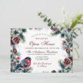 Kerstmis en Rood Bird Holiday Open House Kaart (Staand voorkant)