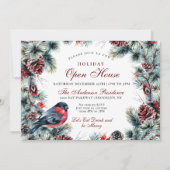 Kerstmis en Rood Bird Holiday Open House Kaart (Voorkant)