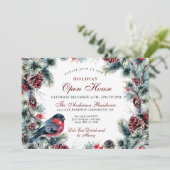 Kerstmis en Rood Bird Holiday Open House Kaart (Staand voorkant)