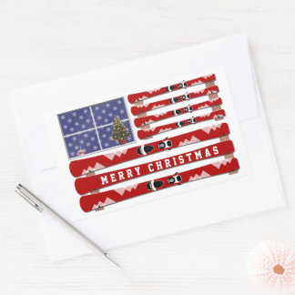 Kerstmis en sneeuw Vlag van de VS Rechthoekige Sticker