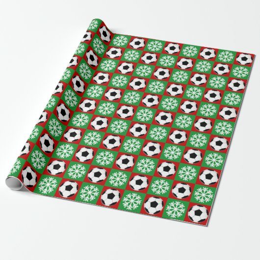 Kerstmis en Sneeuwvlokken Rood en Groen Cadeaupapier (Uitgerold)