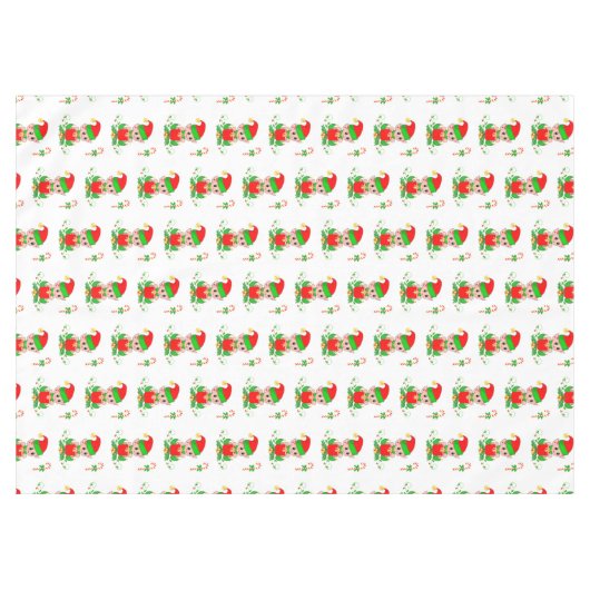 Kerstmis en snoepgoed op witte tablet tafelkleed (Voorkant (Horizontaal))