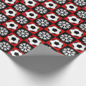 Kerstmis en Snowflakes, rood en zwart Cadeaupapier (Hoek)