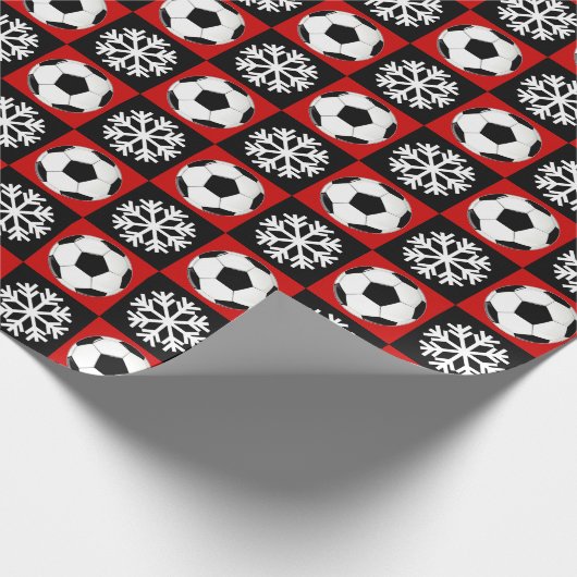 Kerstmis en Snowflakes, rood en zwart Cadeaupapier (Hoek)