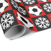 Kerstmis en Snowflakes, rood en zwart Cadeaupapier (Rol Hoek)