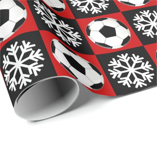 Kerstmis en Snowflakes, rood en zwart Cadeaupapier (Rol Hoek)