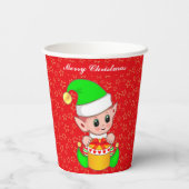 Kerstmis en sterren op rode papierbekertjes papieren bekers (Achterkant)