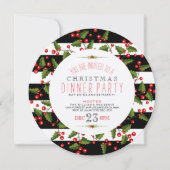 Kerstmis en Stripes Diner Invite Kaart (Voorkant)