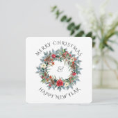 Kerstmis en uw feestdag fotoplein feestdagenkaart (Staand voorkant)