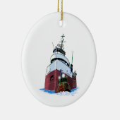 Kerstmis en vrachtschip keramisch ornament (Rechts)