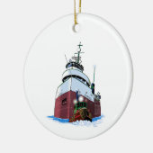 Kerstmis en vrachtschip keramisch ornament (Links)