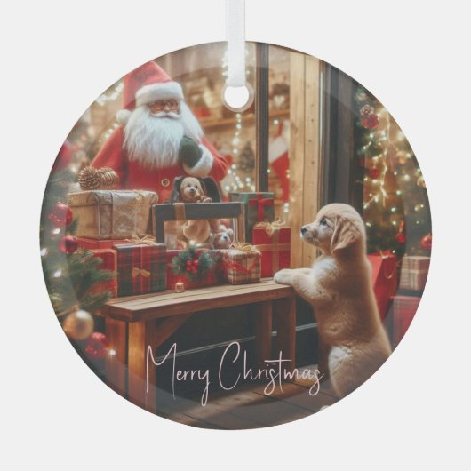 Kerstmis en Wensen Glas Ornament (Voorkant)