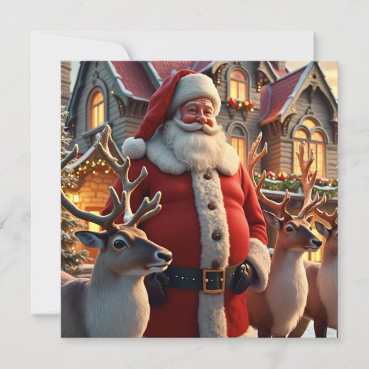 Kerstmis en Wenskaart voor rendieren (Voorkant)