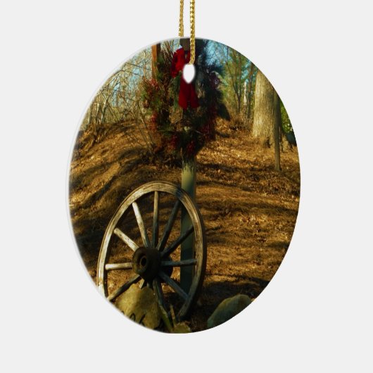 Kerstmis en wiel keramisch ornament (Rechts)