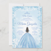 Kerstmis en Winter Mis Quince Blue Invite Kaart (Voorkant)