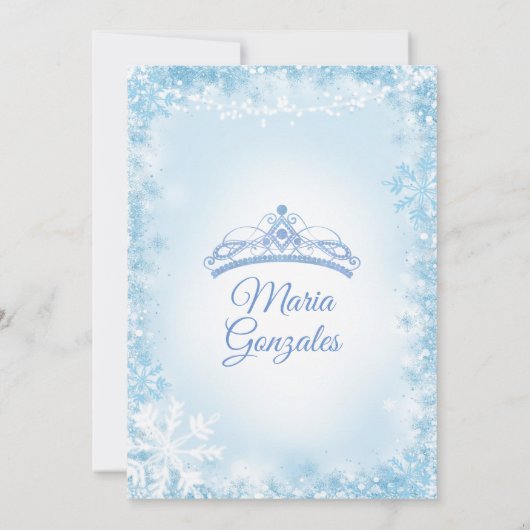 Kerstmis en Winter Mis Quince Blue Invite Kaart (Achterkant)