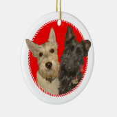 Kerstmis en zwarte Scotties Keramisch Ornament (Rechts)