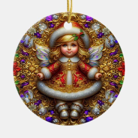 KERSTMIS ~ Engel 19e eeuw ~ Keramisch Ornament (Voorkant)